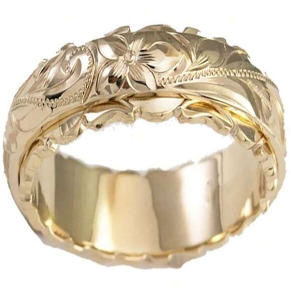 Plumeria Engraved Floral Ring - Picture 3 of 3